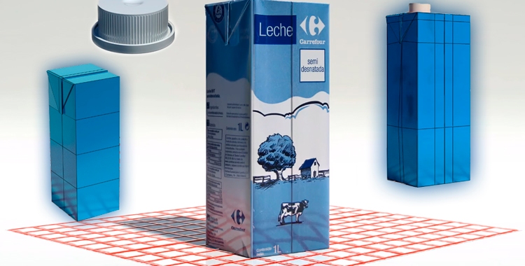 modelado y texturización cartón de leche